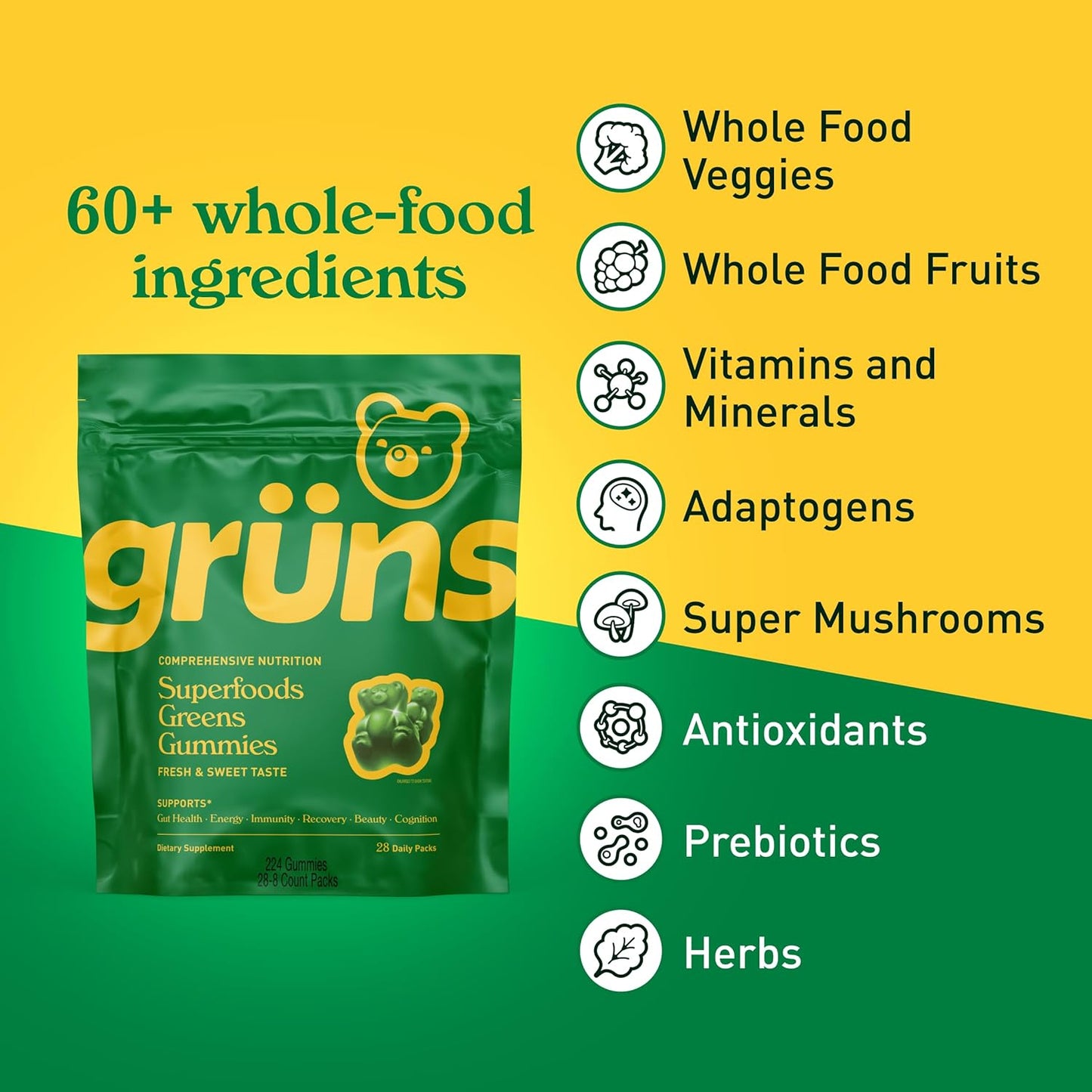 Gruns Adults Super Greens Gummies